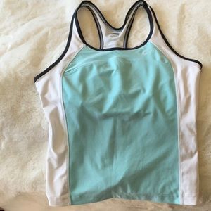 Nike Light Aqua, White & Navy Trim Athletic Tank with built in bra